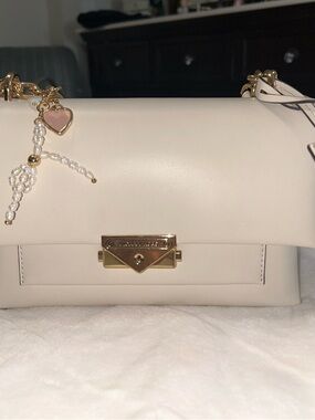 Michael Kors Cream Pebbled Leather Crossbody with Gold Hardware
